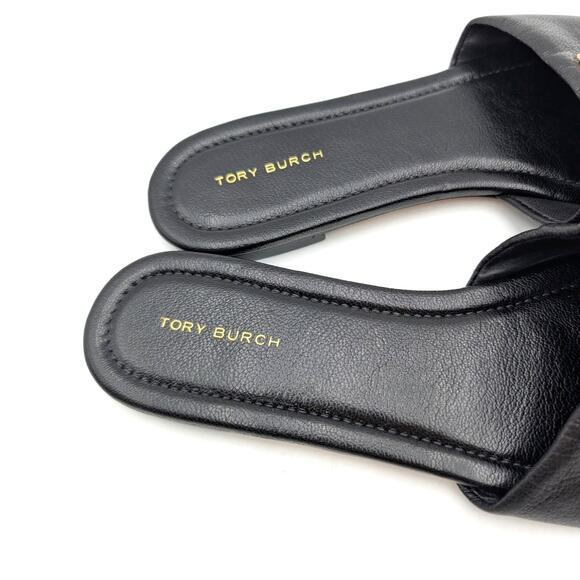 Tory Burch Eleanor Slide Sandals Women's Perfect Black/Gold Size US8M EU38.5 - Picture 11 of 13